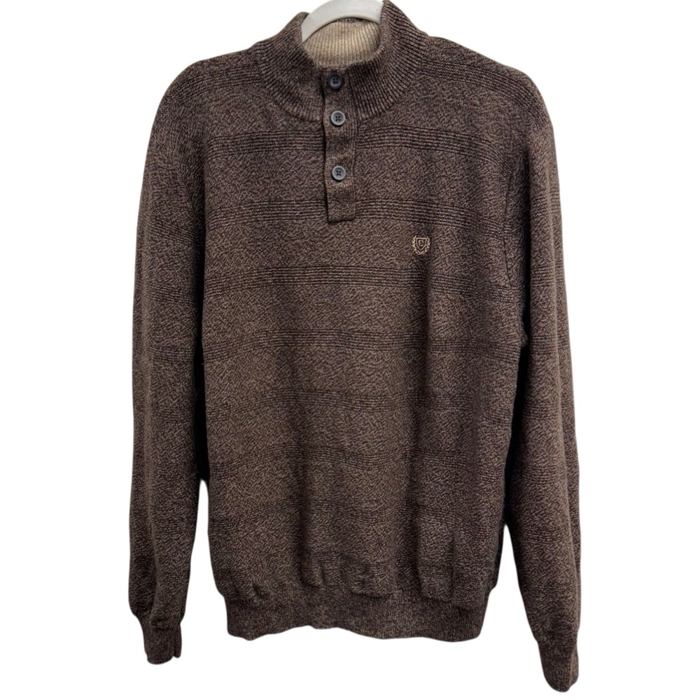 Chaps Men's Size XL Brown 3 Button Turtleneck Long‎ Sleeve Sweater